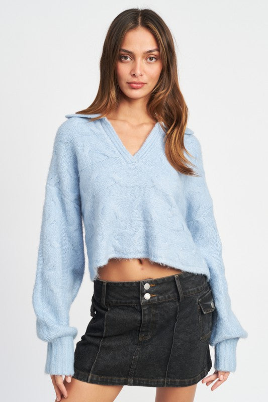 Callie Cable Knit Boxy Sweater