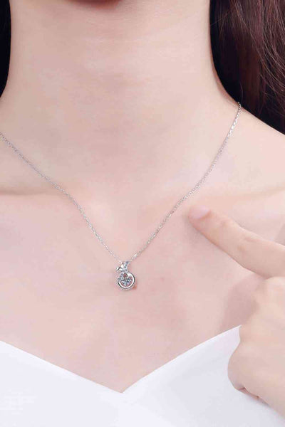 1 Carat Moissanite 925 Sterling Sash Bow Silver Necklace