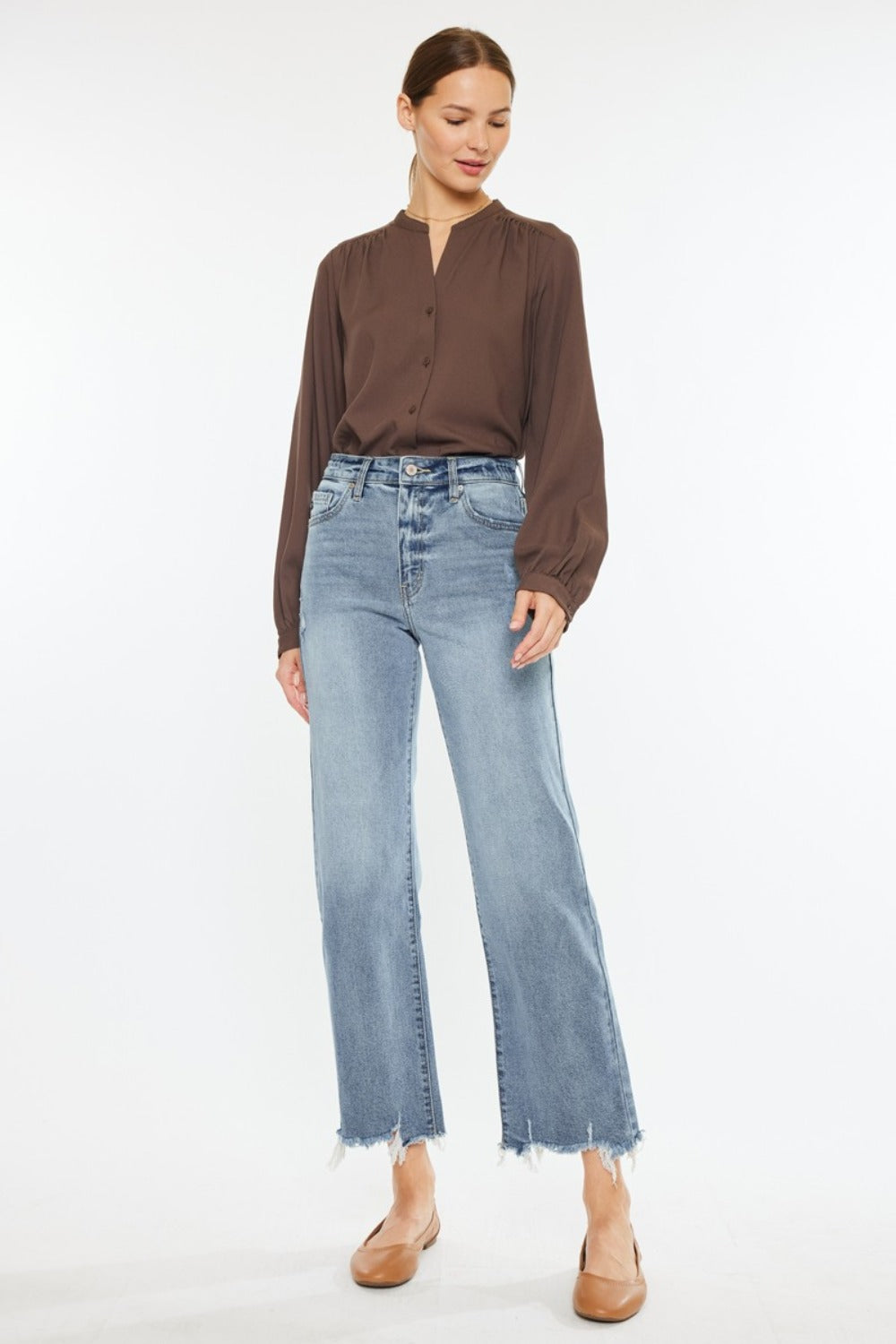 Kancan Lucy High Rise Slim Wide Leg Jeans