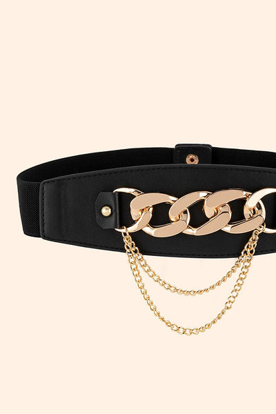 Chain Detail PU Leather Belt