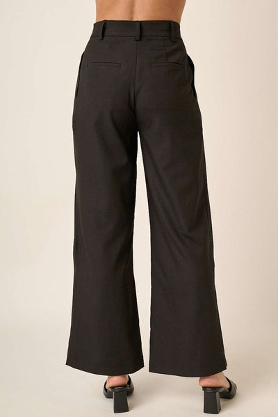 Mittoshop Black Deep Pleated High Waisted Wide Leg Pants