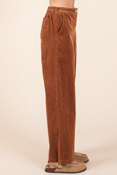 Mittoshop Camel Corduroy Back Elastic Waist Pants