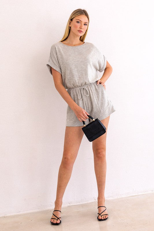 Gilli Short Roll Up Elastic Waist Romper