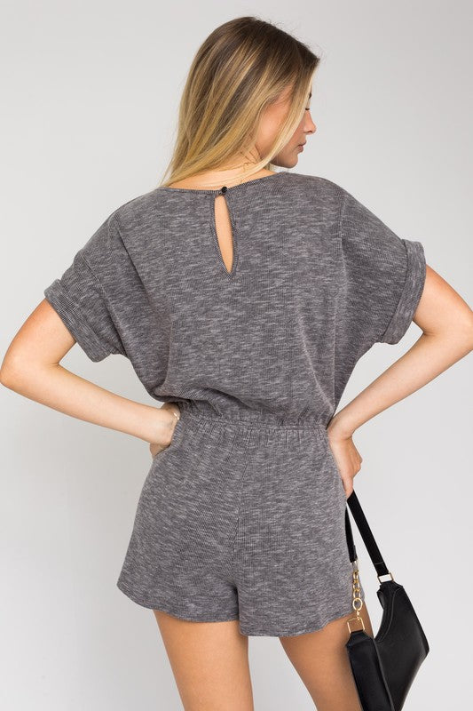 Gilli Short Roll Up Elastic Waist Romper