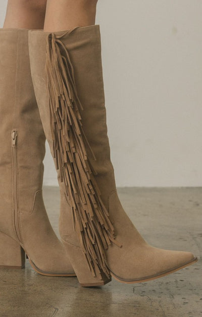 Oasis Society Out West Knee-High Fringe Boots