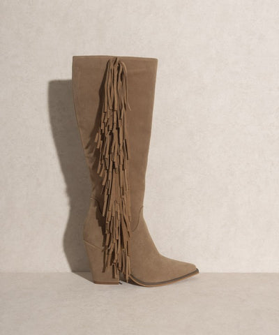 Oasis Society Out West Knee-High Fringe Boots