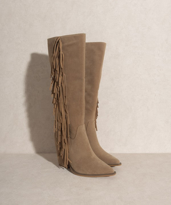 Oasis Society Out West Knee-High Fringe Boots