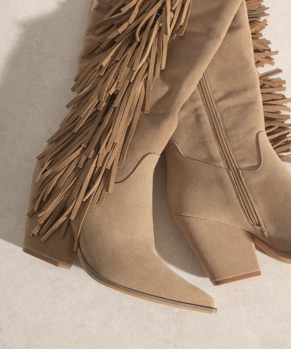 Oasis Society Out West Knee-High Fringe Boots