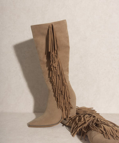 Oasis Society Out West Knee-High Fringe Boots