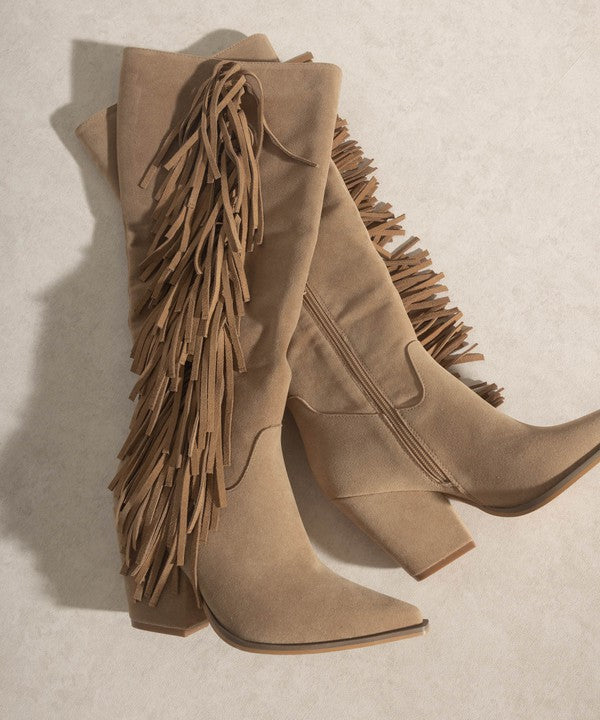 Oasis Society Out West Knee-High Fringe Boots