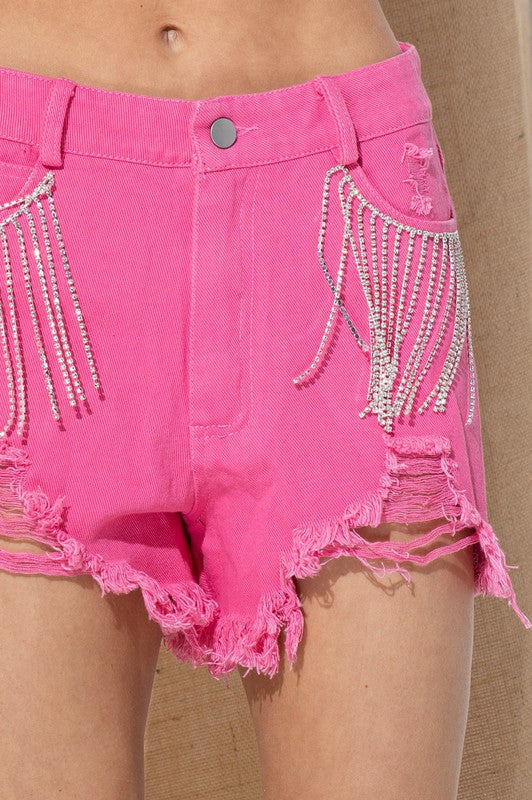 Blue B Country Road Rhinestone Denim Shorts