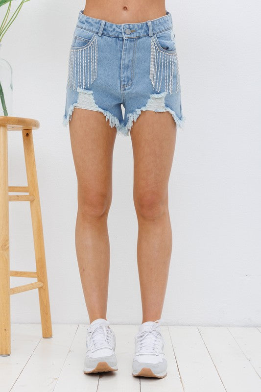 Blue B Country Road Rhinestone Denim Shorts