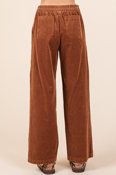 Mittoshop Camel Corduroy Back Elastic Waist Pants