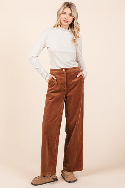 Mittoshop Camel Corduroy Back Elastic Waist Pants