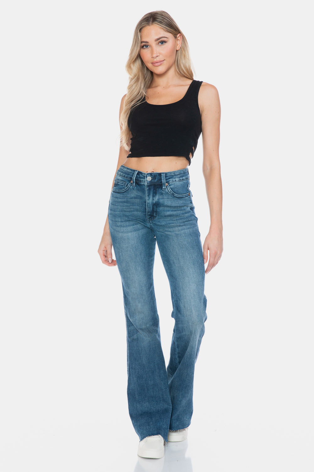 Judy Blue Tengatta Full Size Tummy Control Cut Hem Flare Jeans