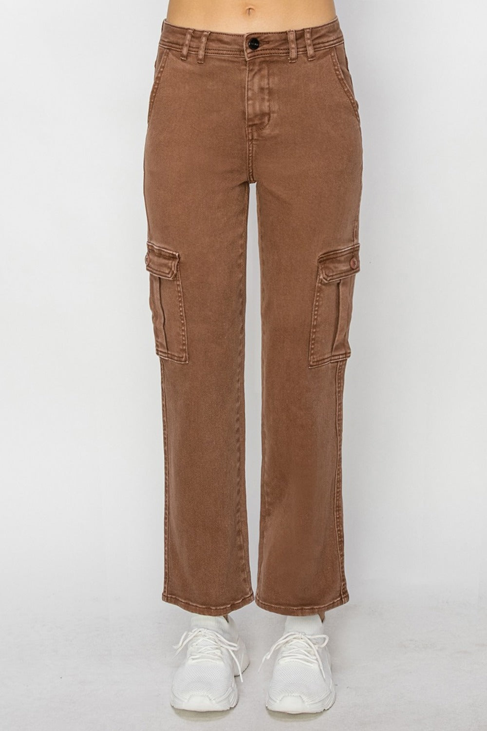 Risen Espresso Full Size High Rise Cargo Jeans