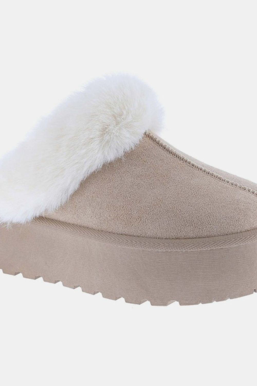 Weeboo Taupe Thick Bottom Fur Trim Snow Slippers