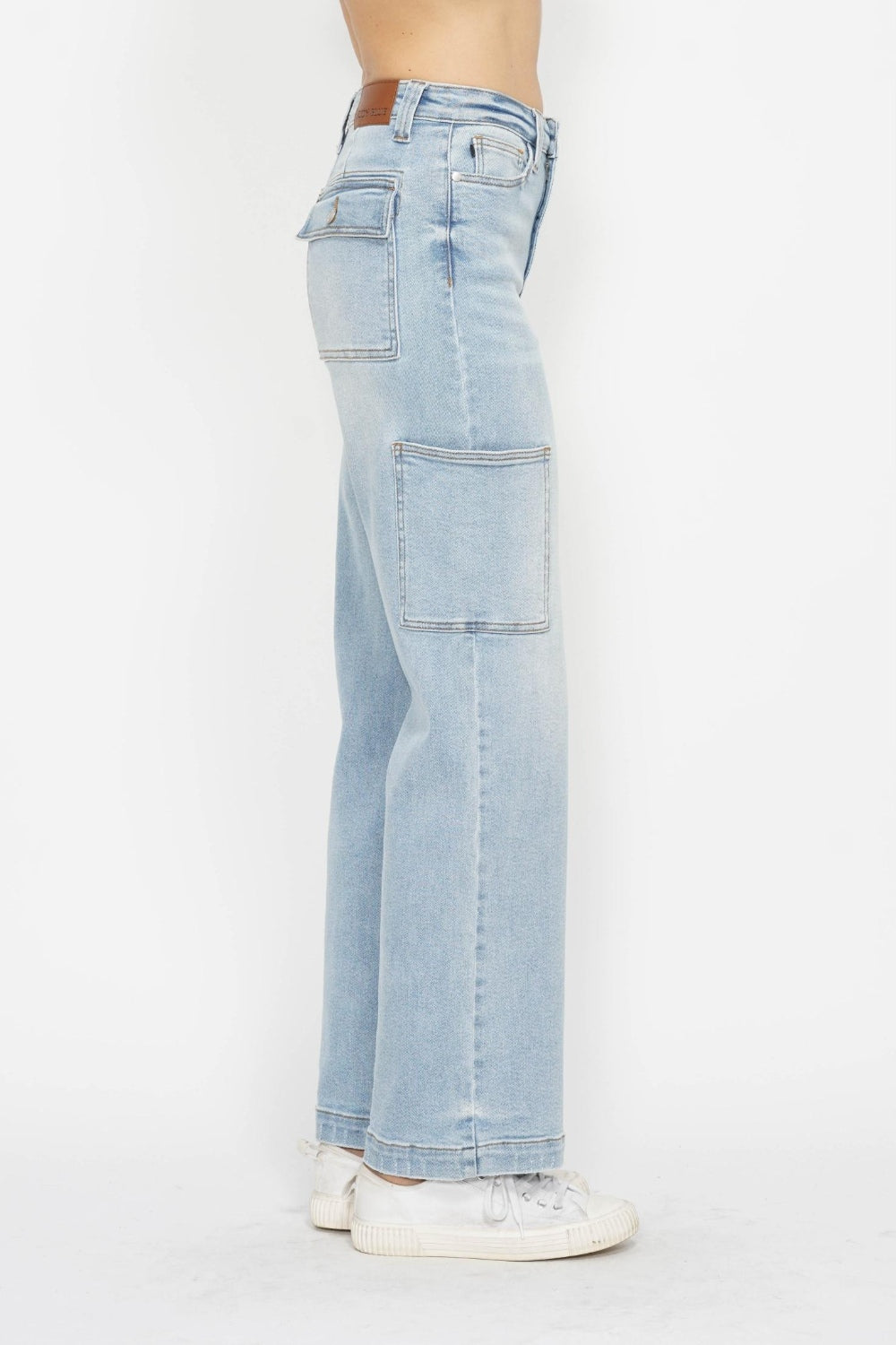 Judy Blue Blue Opal Full Size High Waist Straight Cargo Jeans