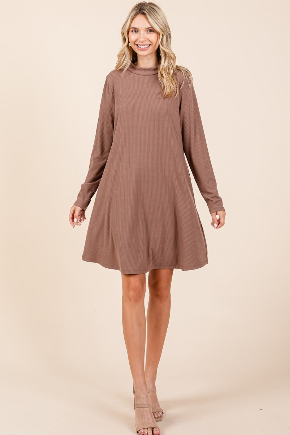 Mittoshop Sierra Mock Neck Long Sleeve Dress with Pockets