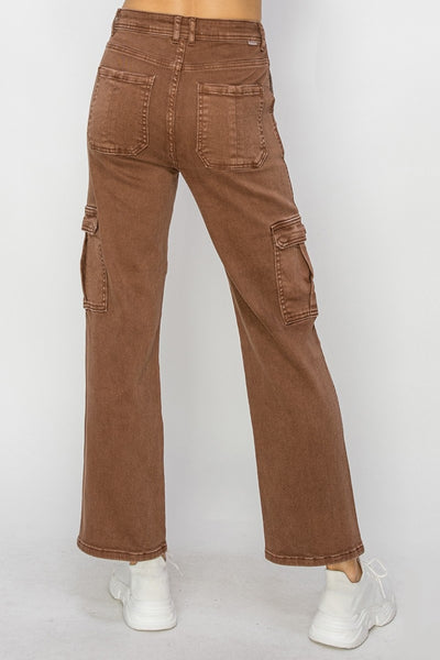 Risen Espresso Full Size High Rise Cargo Jeans