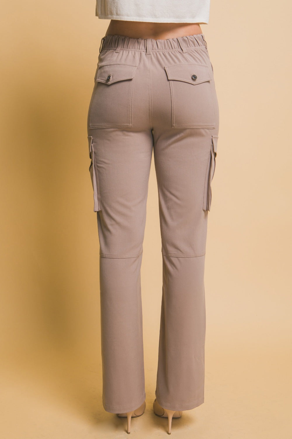 Love Tree Taupe High Rise Cargo Pants with Pockets