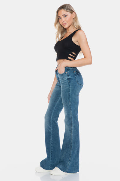 Judy Blue Tengatta Full Size Tummy Control Cut Hem Flare Jeans