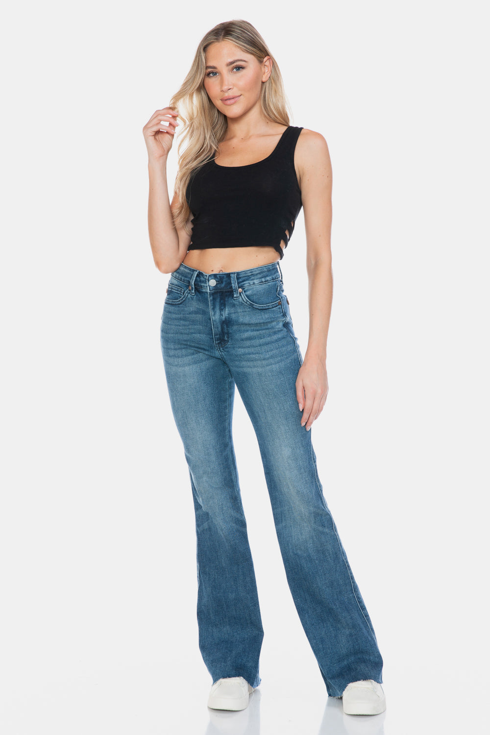 Judy Blue Tengatta Full Size Tummy Control Cut Hem Flare Jeans