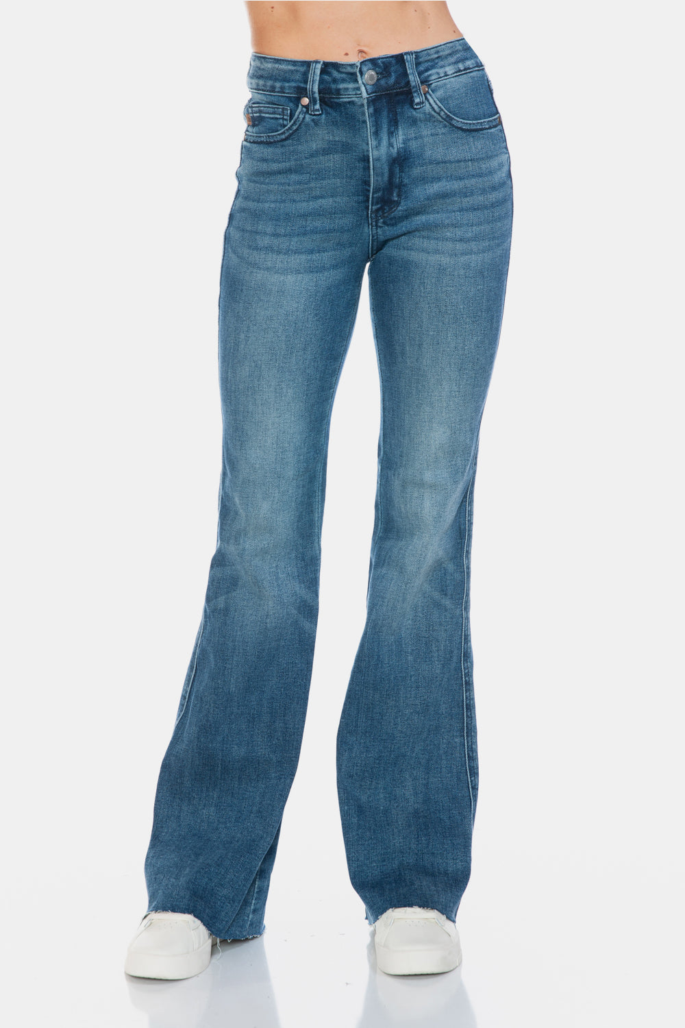 Judy Blue Tengatta Full Size Tummy Control Cut Hem Flare Jeans