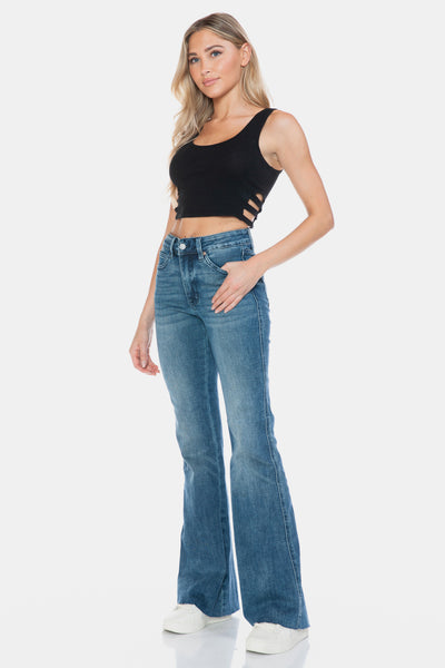 Judy Blue Tengatta Full Size Tummy Control Cut Hem Flare Jeans