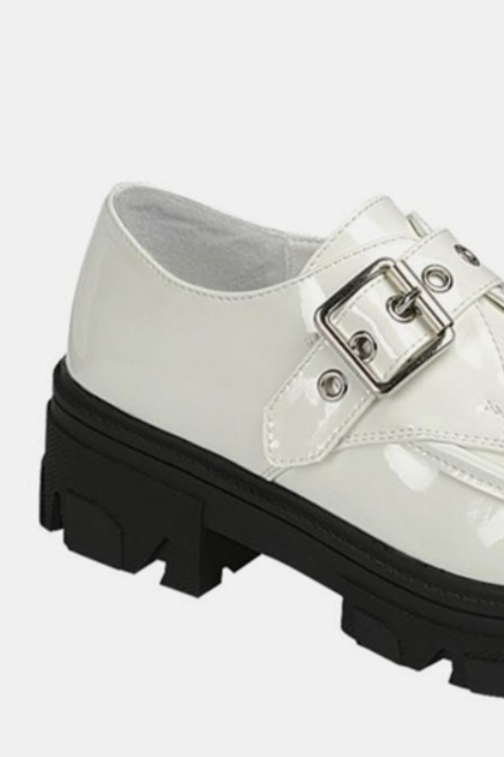 Forever Link White Buckled Platform Lug Sole Loafers