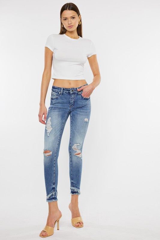 Kancan Katie Mid Rise Ankle Skinny Jeans