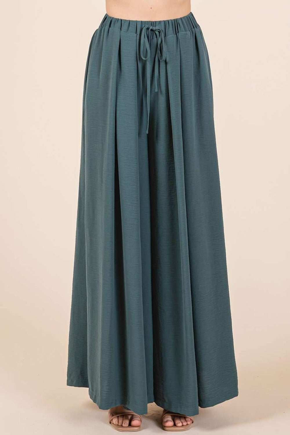 Mittoshop Hunter Green Pleated Wide Leg Pants