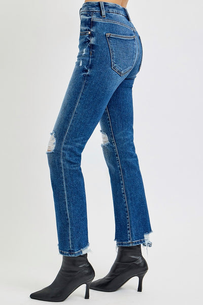 RISEN Dublin Full Size High Rise Distressed Crop Straight Jeans