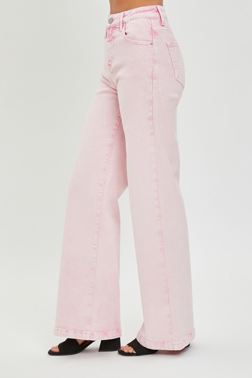 RISEN Acid Pink Full Size High Rise Tummy Control Wide Leg Jeans