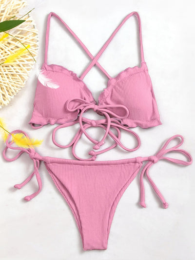 Naples Ruffled Tied Two-Piece Bikini Set