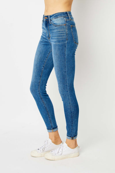 Judy Blue Cool Rider Full Size Cuffed Hem Skinny Jeans