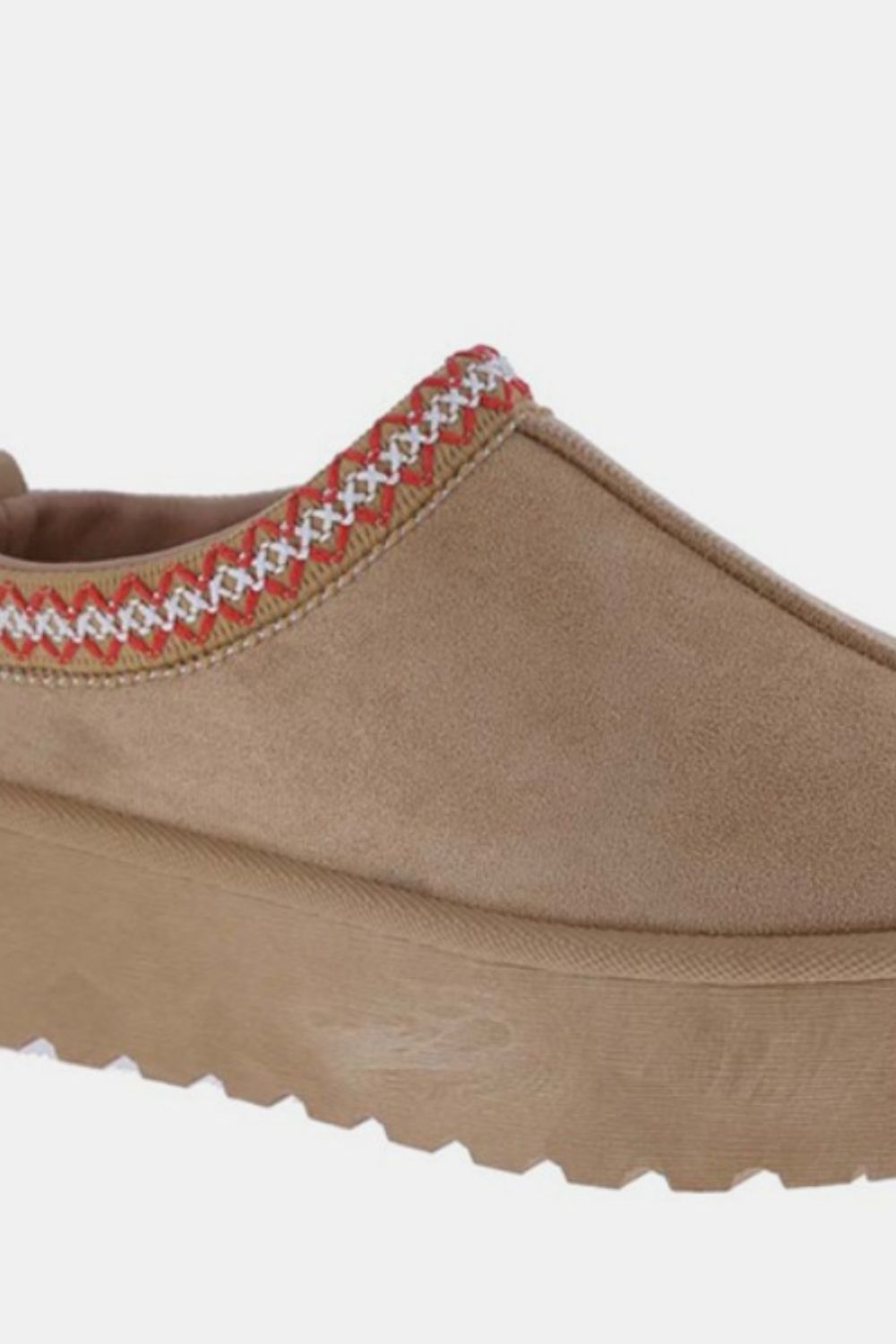 Weeboo Tan Platform Embroidered Trim Slip-On Boots