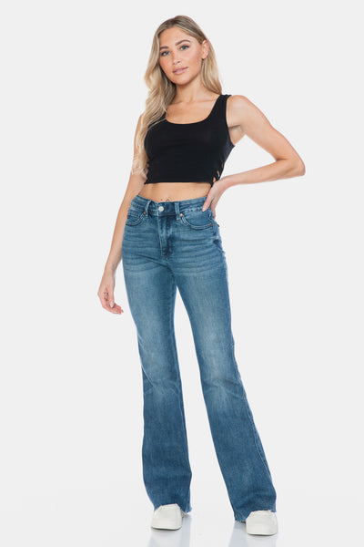 Judy Blue Tengatta Full Size Tummy Control Cut Hem Flare Jeans