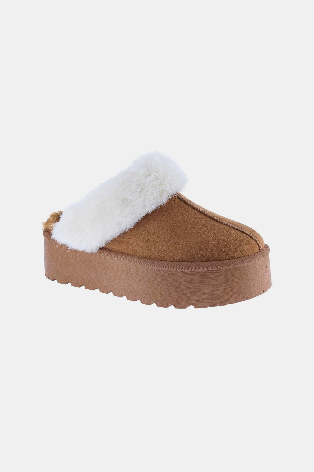 Weeboo Tan Thick Bottom Fur Trim Snow Slippers