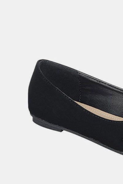 Forever Link Black Slip On Rhinestone Buckle Ballet Flats