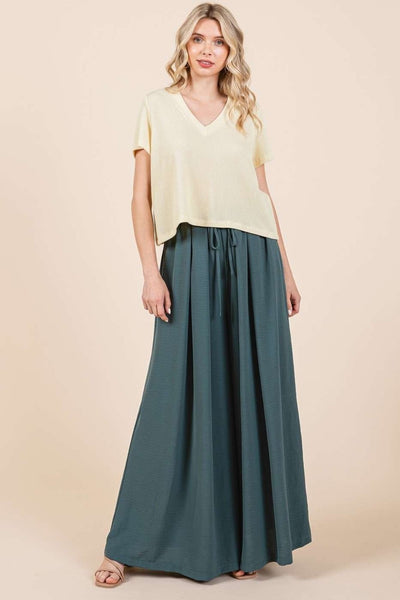 Mittoshop Hunter Green Pleated Wide Leg Pants