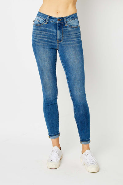 Judy Blue Cool Rider Full Size Cuffed Hem Skinny Jeans