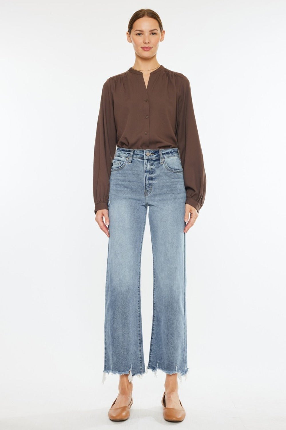 Kancan Lucy High Rise Slim Wide Leg Jeans