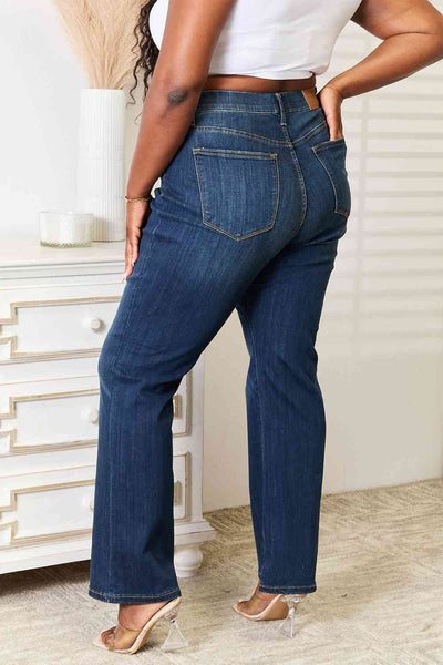Judy Blue Checking Me Out Elastic Waistband Slim Bootcut Jeans