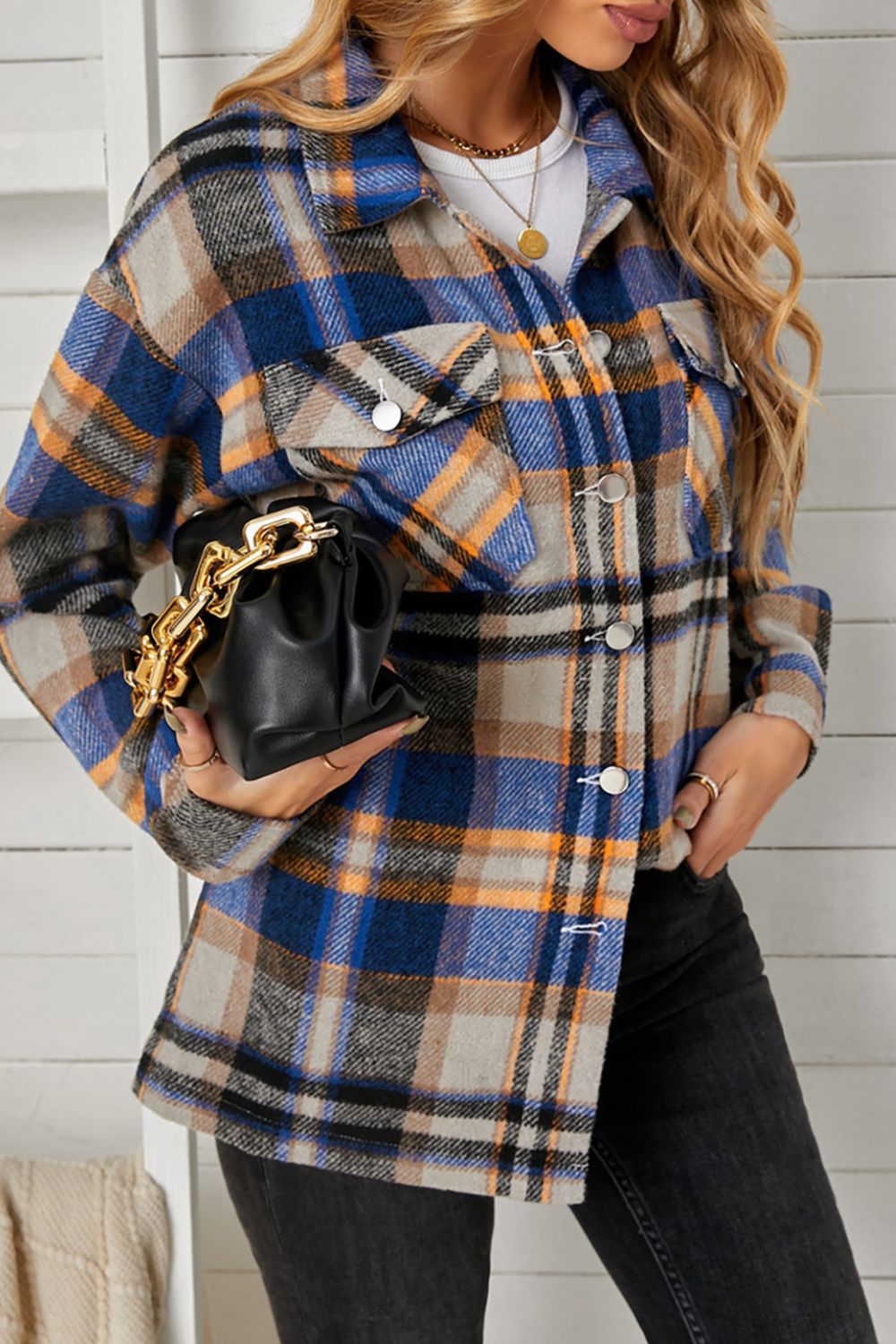 Rocky Mountain Plaid Pocketed Button Down Shacket