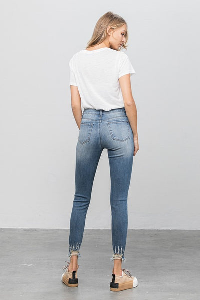 Denim Lab USA Distressed Raw Hem Skinny Jeans