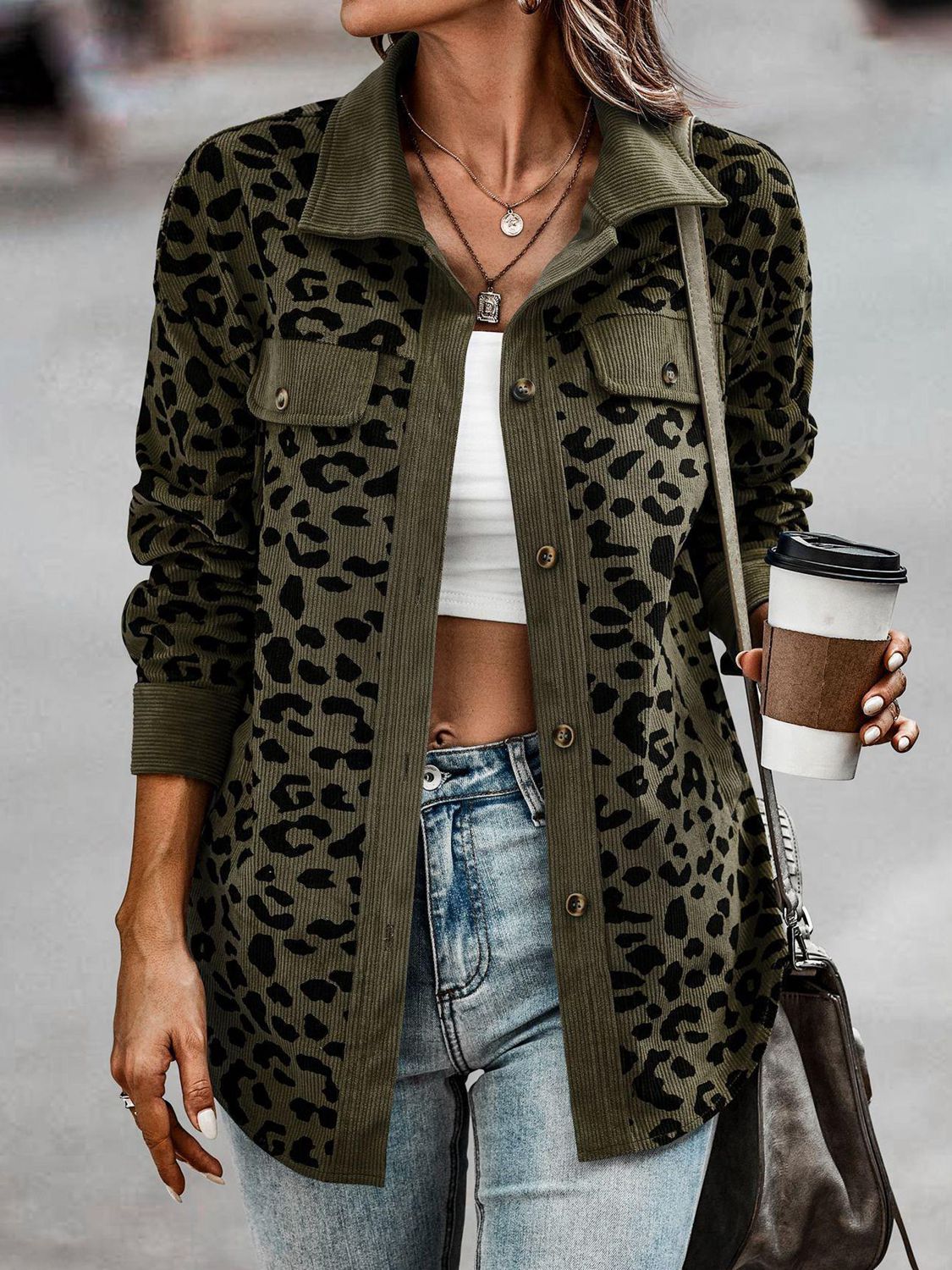 Damaris Leopard Buttoned Jacket