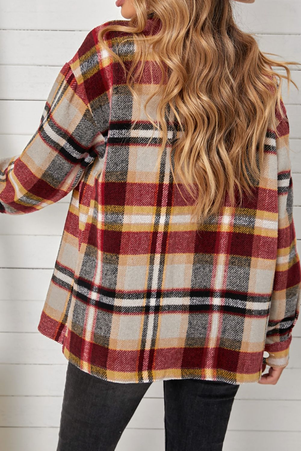 Rocky Mountain Plaid Pocketed Button Down Shacket