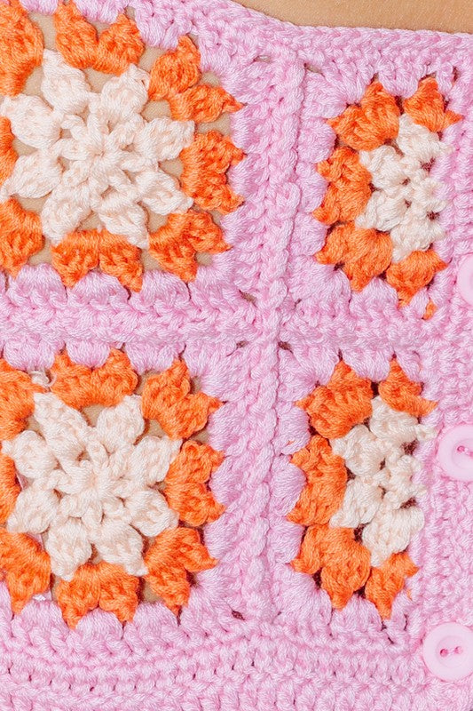 Le Lis Crazy Daisy Crochet crop top