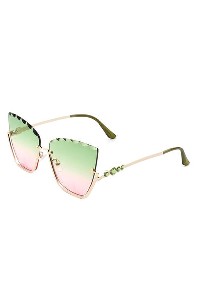 Half Frame Square Tinted Cat Eye Sunglasses